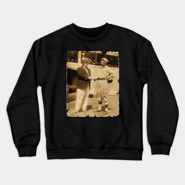 John McGraw Shakes Hands With Eddie Collins, 1927 Crewneck Sweatshirt by SOEKAMPTI